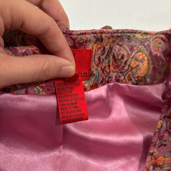 VTG Cristina Pink Paisley Jacquard Bolero Jacket Women L Cocktails Church - Picture 8 of 9
